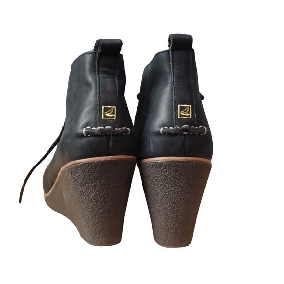 Sperry Women's Harlow Burnished Leather Wedge Black Booties 9.5 M - Picture 3 of 7